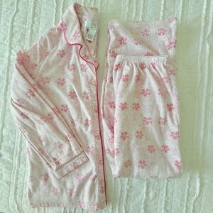 KAREN NEUBURGER 2 Pc Pajama Set Women L Plush Pink Floral Soft Feminine